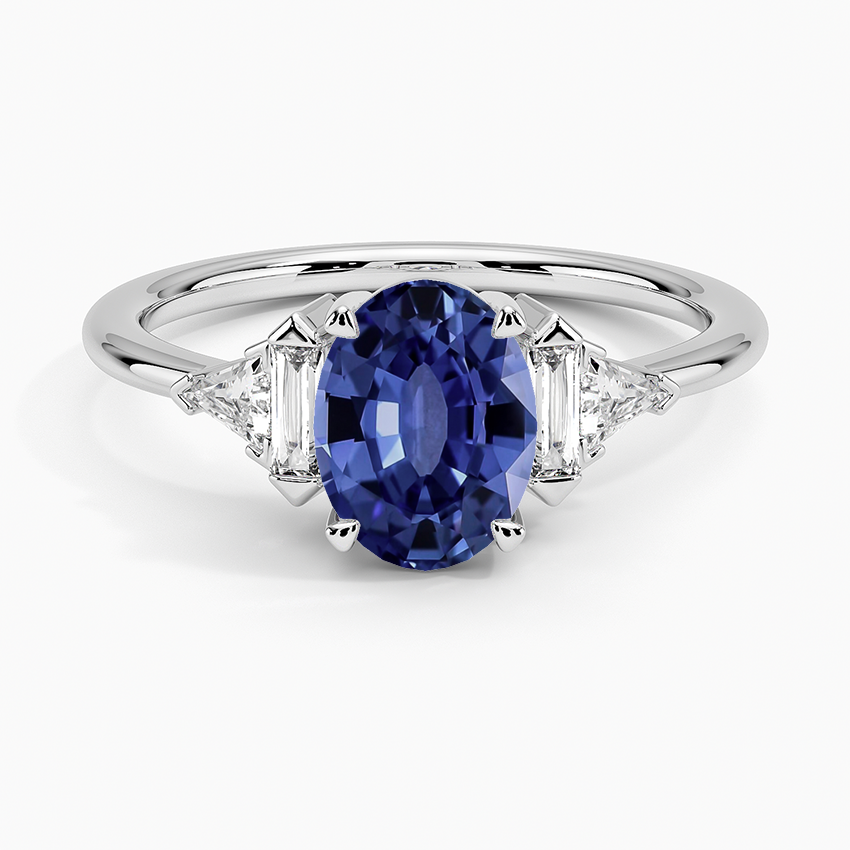 Sapphire Edie Art Deco Diamond Ring in 18K White Gold