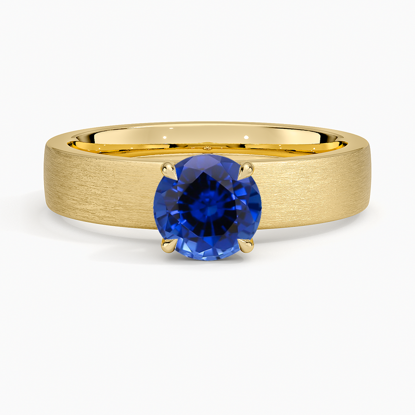 Sapphire Peyton 4mm Satin Finish Solitaire Ring in 18K Yellow Gold