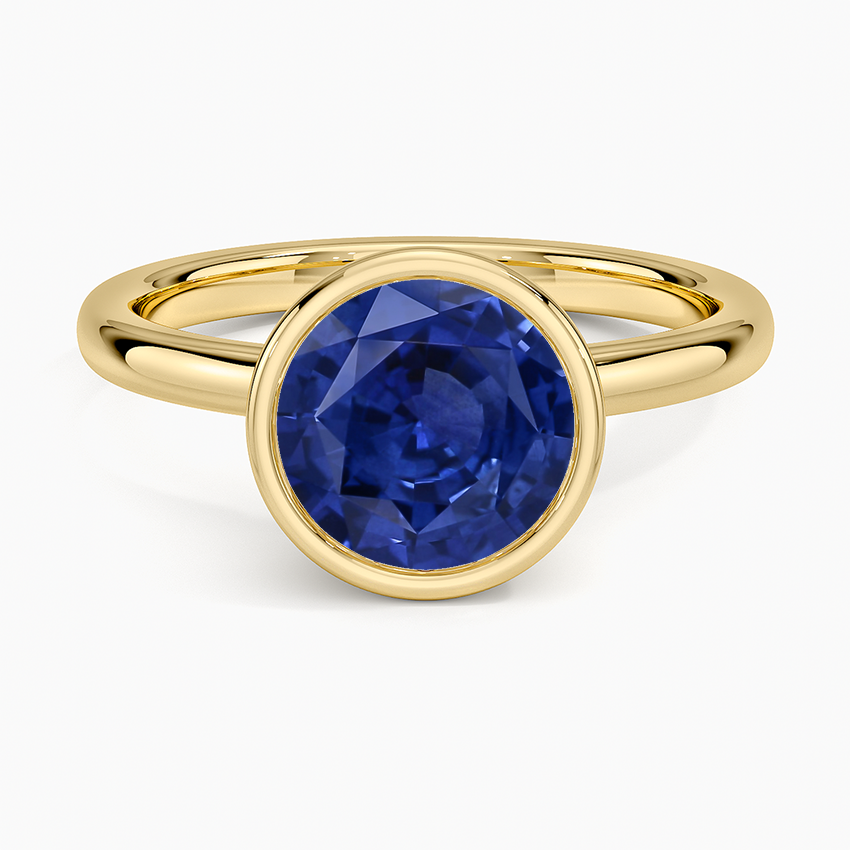 Sapphire Sylvie Perfect Fit Bezel Solitaire Ring in 14K Yellow Gold