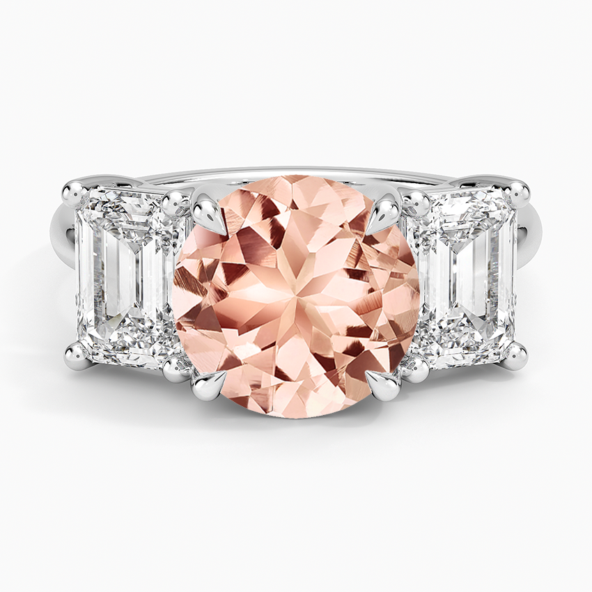 Morganite Luxe Rhiannon Three Stone Diamond Ring (1 1/10 ct. tw.) in 14K White Gold
