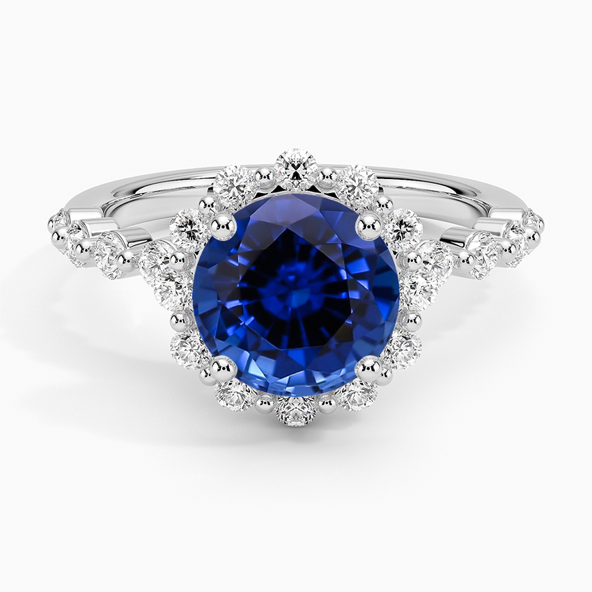 Lab Grown Sapphire Marseille Halo Diamond Ring (1/2 ct. tw.) in 18K White Gold