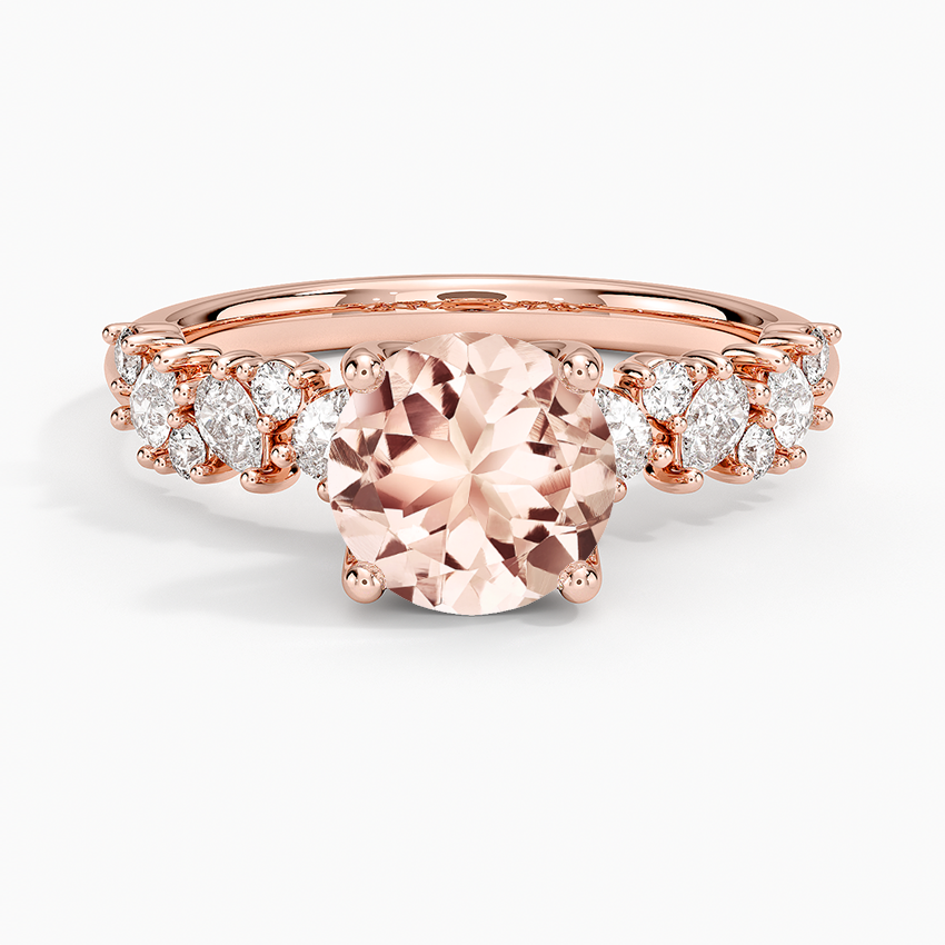 Morganite Olivetta Diamond Ring in 14K Rose Gold