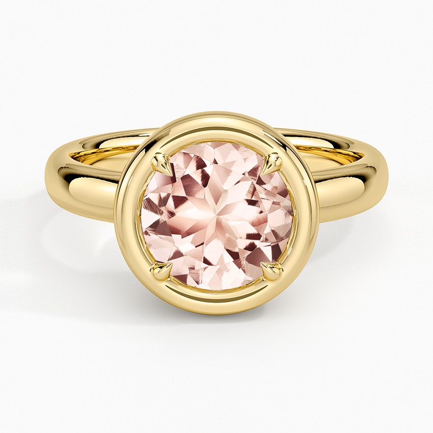 Morganite Andrea Bezel Prong Ring in 18K Yellow Gold