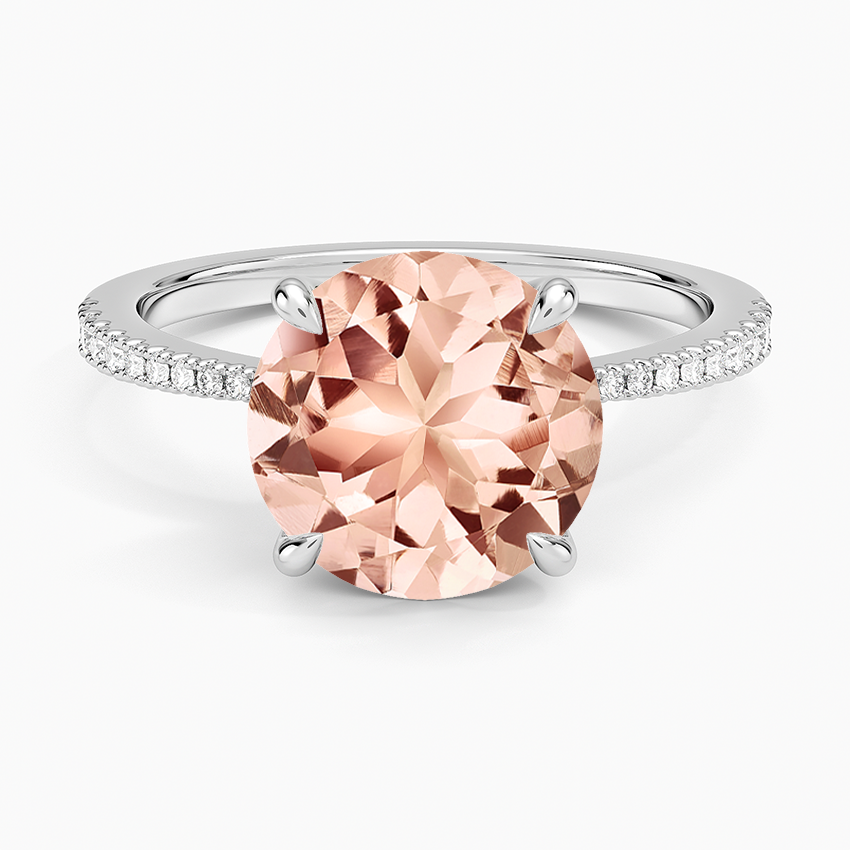 Morganite Elena Diamond Ring in 14K White Gold