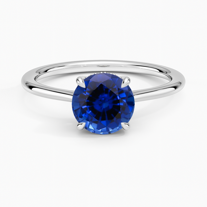 Sapphire Elle Hidden Halo Diamond Ring in 18K White Gold
