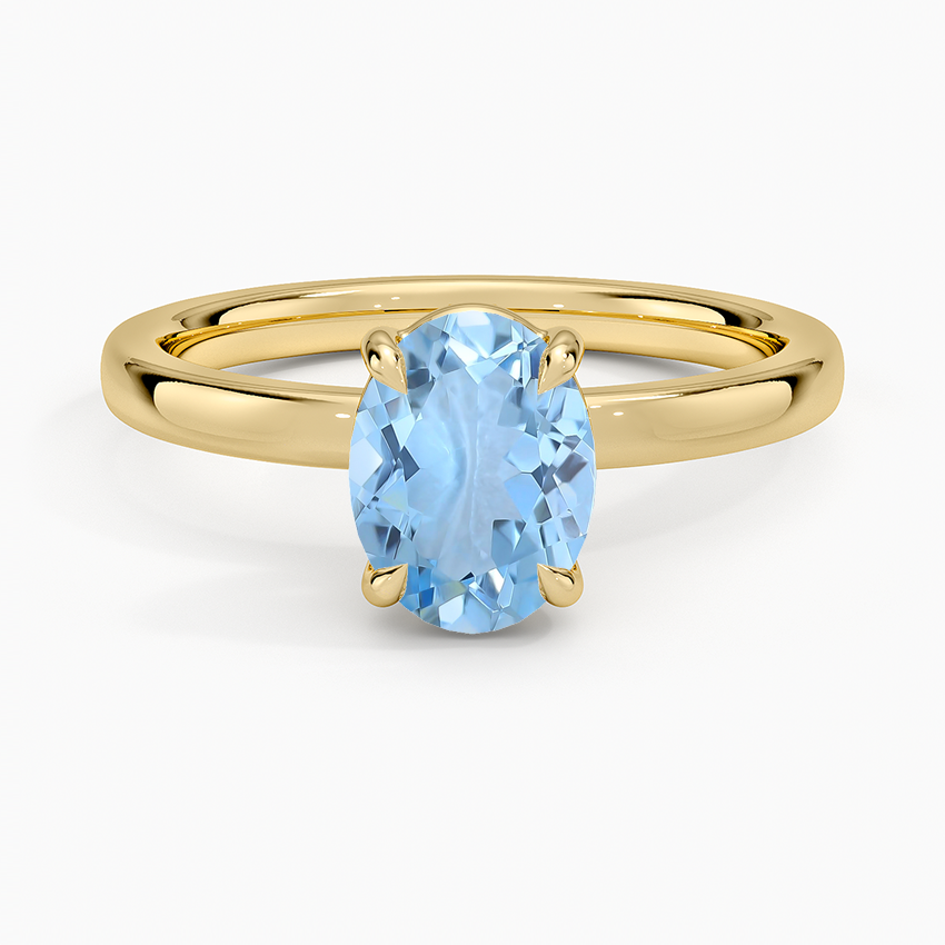 Aquamarine Fairmined Perfect Fit Solitaire 2mm Ring in 18K Yellow Gold