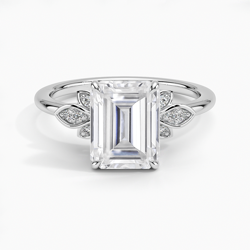 Moissanite Fiorella Diamond Ring in 18K White Gold