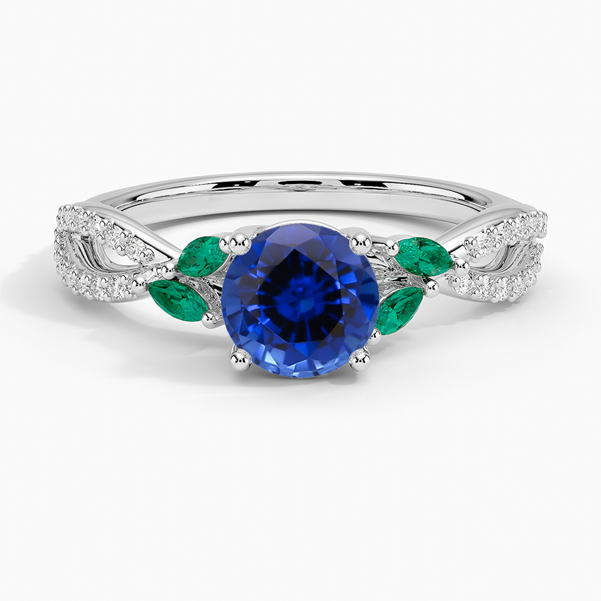 Sapphire Luxe Willow Lab Emerald and Diamond Ring (1/8 ct. tw.) in 18K White Gold