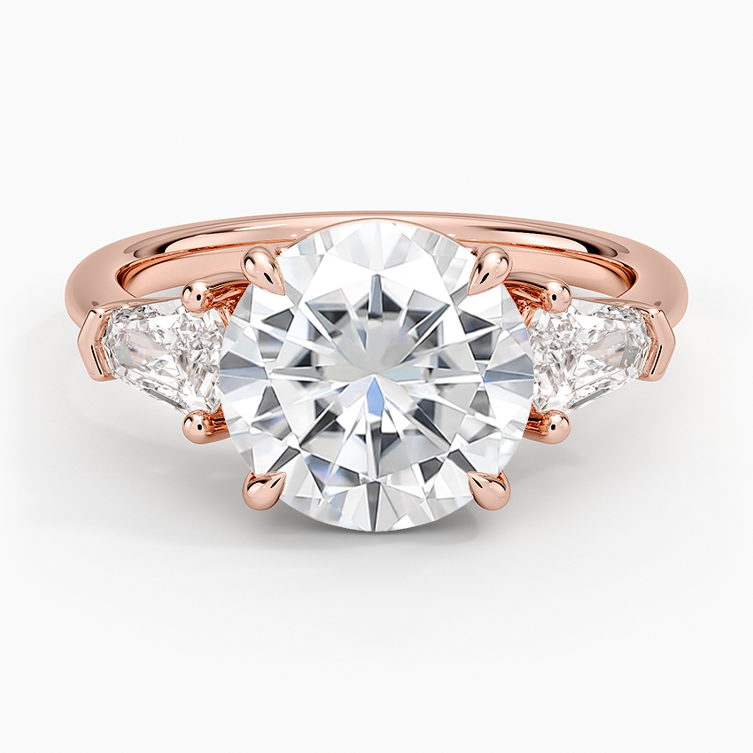 Moissanite Shield Cut Three Stone Diamond Ring (1/2 ct. tw.) in 14K Rose Gold