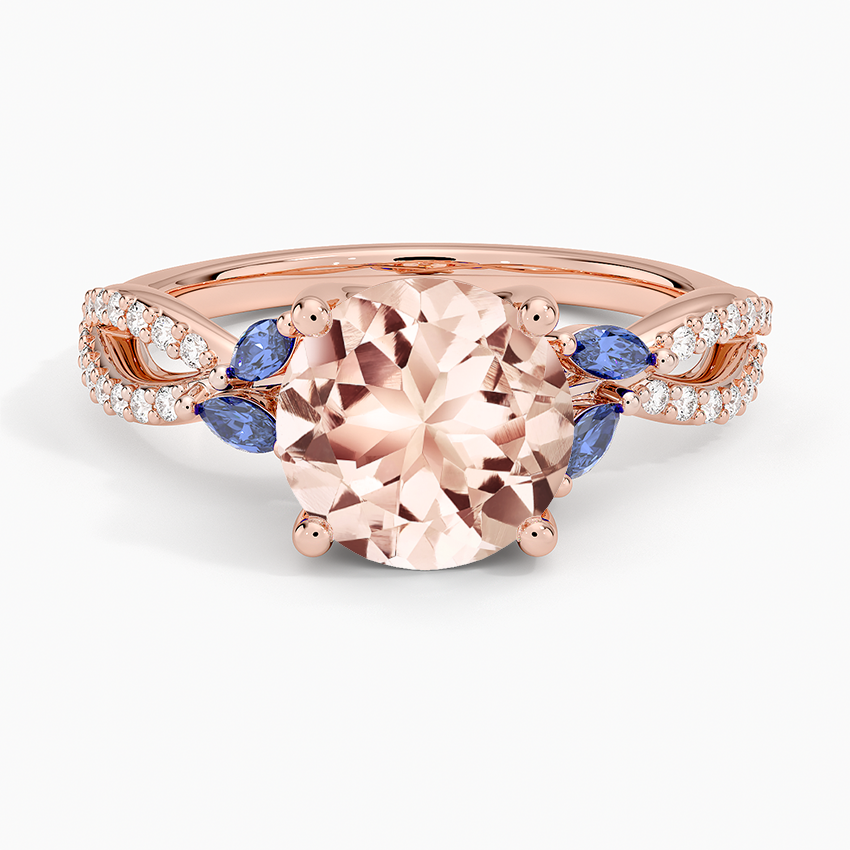 Morganite Luxe Willow Sapphire and Diamond Ring (1/8 ct. tw.) in 14K Rose Gold