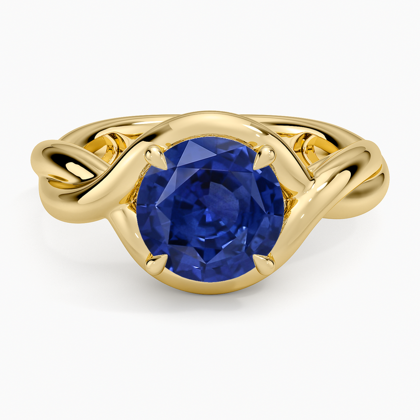 Sapphire Remy Twisted Bezel Solitaire Diamond Ring in 18K Yellow Gold