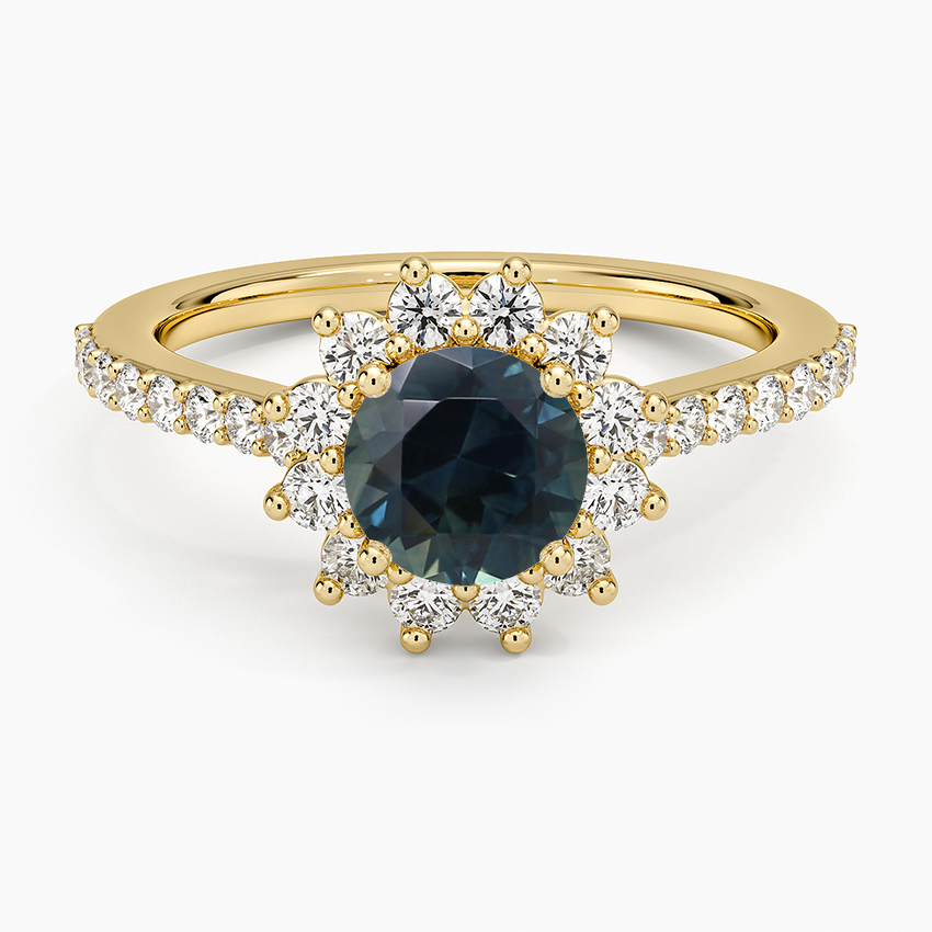 Sapphire Luxe Sunburst Halo Diamond Ring (1/2 ct. tw.) in 18K Yellow Gold
