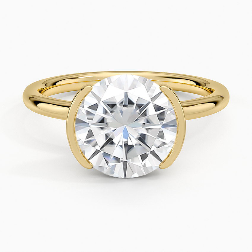 Moissanite Annika Semi-Bezel Solitaire Ring in 14K Yellow Gold