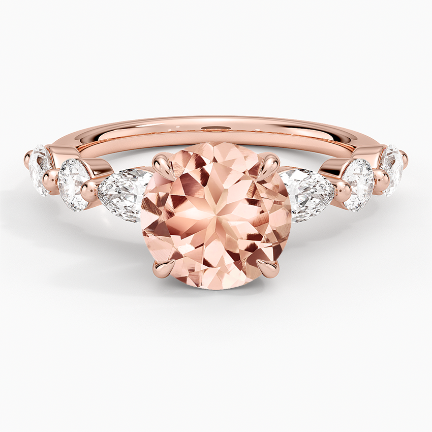 Morganite Grand Versailles Diamond Ring in 14K Rose Gold