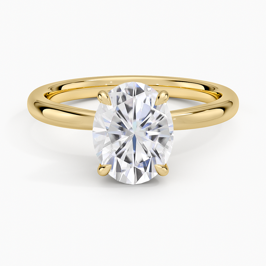 Moissanite Petal 2mm Solitaire Ring in 18K Yellow Gold