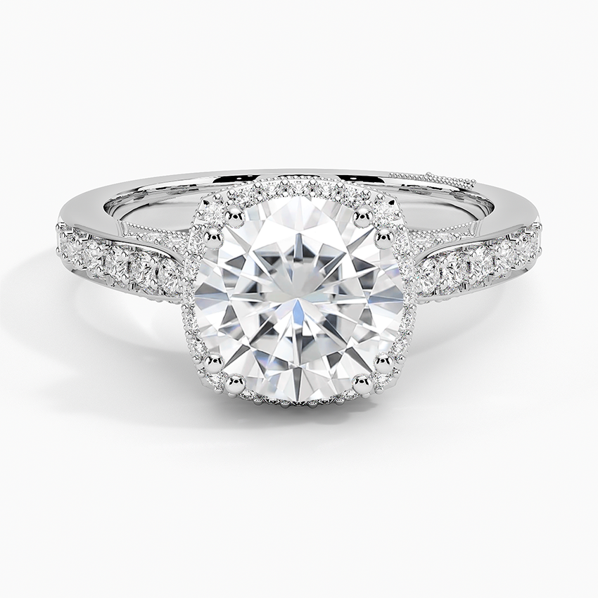 Moissanite Tacori Dantela Bloom Diamond Ring in 18K White Gold