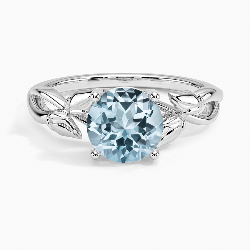 Aquamarine Budding Willow Ring in 18K White Gold