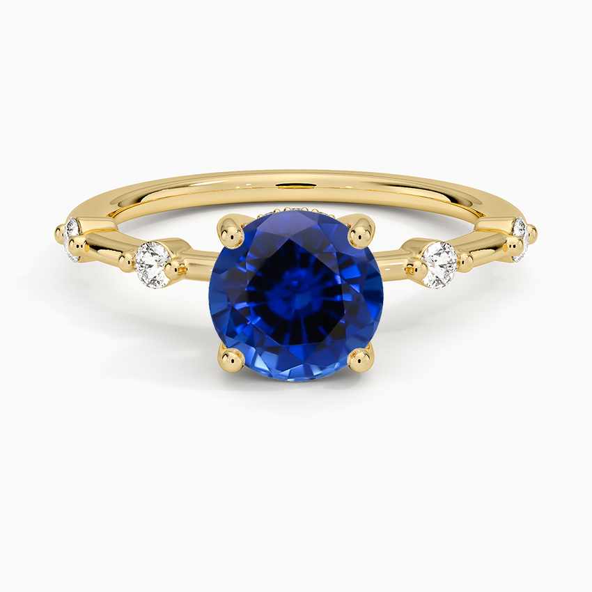 Sapphire Aimee Hidden Halo Diamond Ring in 18K Yellow Gold