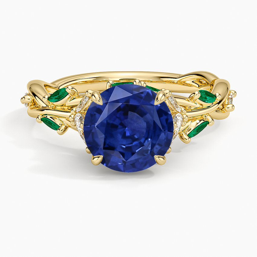 Sapphire Secret Garden Lab Emerald and Diamond Ring (1/4 ct. tw.) in 14K Yellow Gold