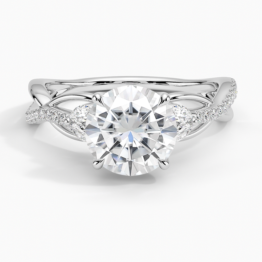 Moissanite Garland Diamond Ring in 18K White Gold