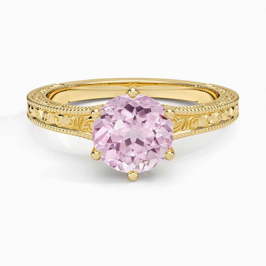 Lab Grown Sapphire Hudson Engraved Ring in 14K Yellow Gold