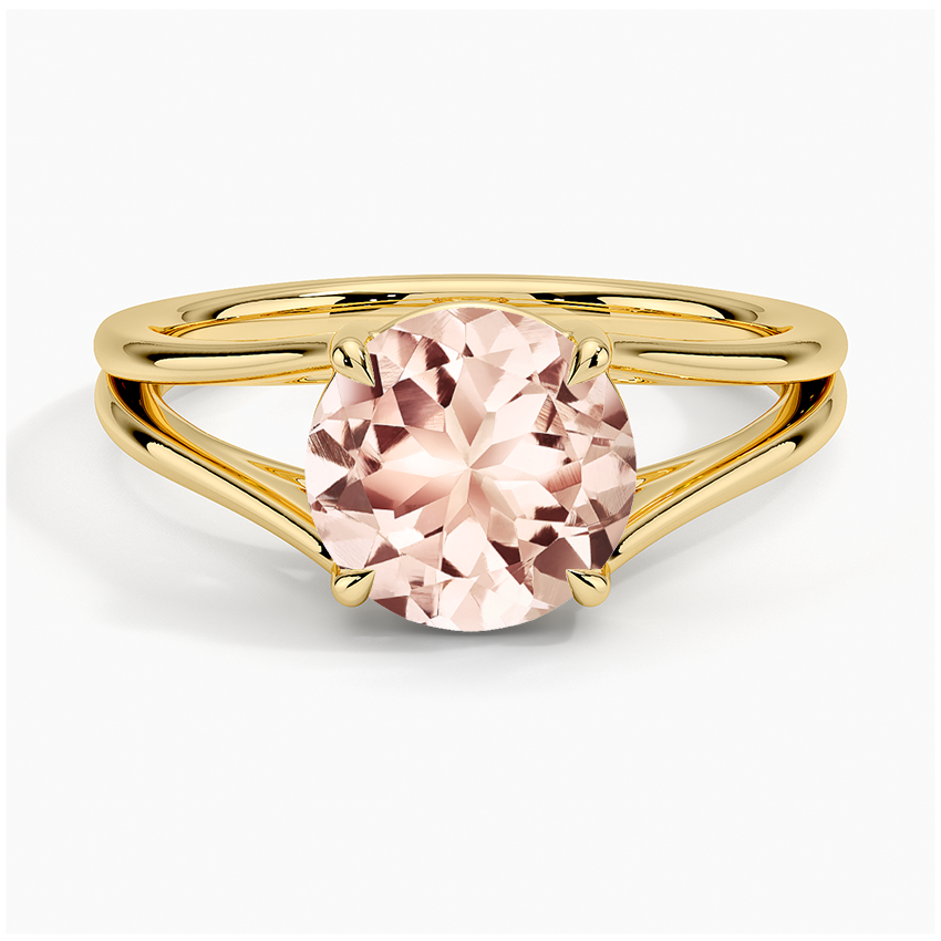 Morganite Tressa Split Shank Solitaire Ring in 18K Yellow Gold