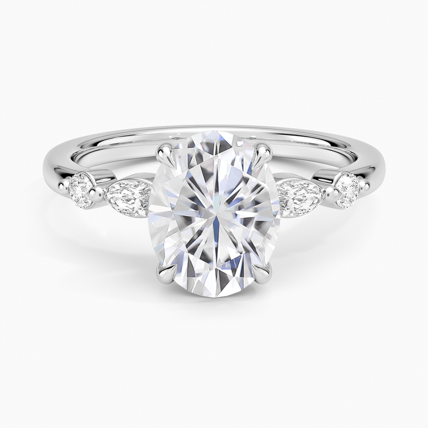 Moissanite Versailles One-Quarter Coverage Diamond Ring in 14K White Gold