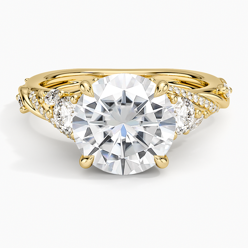 Moissanite Begonia Vine Three Stone Diamond Ring (2/3 ct. tw.) in 14K Yellow Gold
