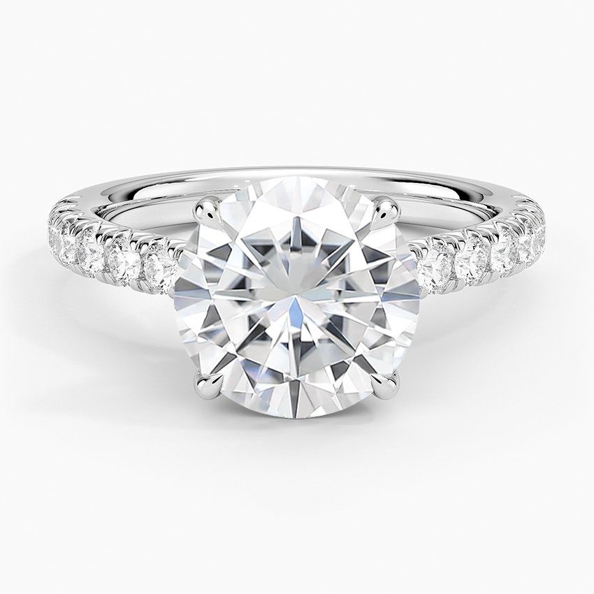 Moissanite Sienna Half Coverage Diamond Ring in 14K White Gold