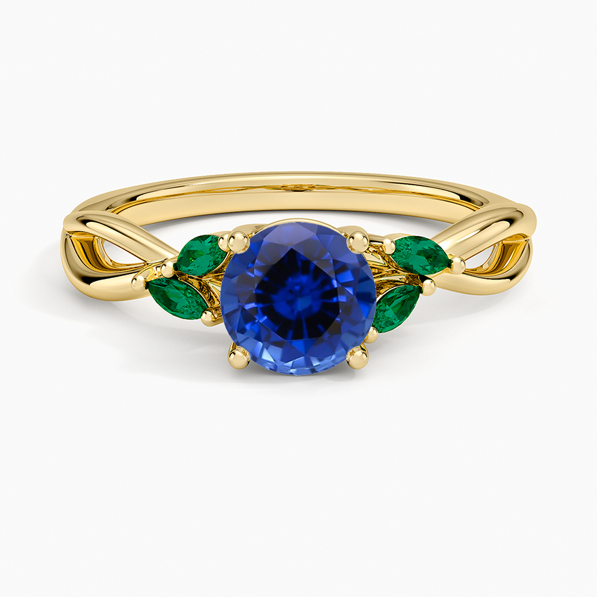 Sapphire Willow Ring With Lab Emerald Accents