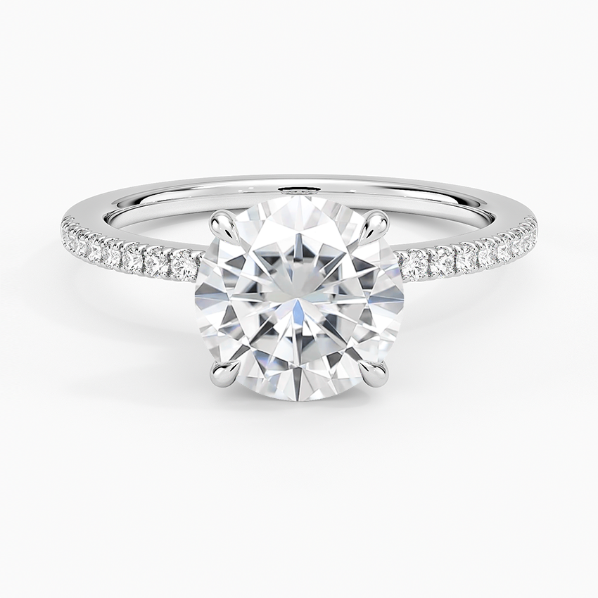 Moissanite Demi Half Coverage Diamond Ring (1/5 ct. tw.) in 18K White Gold