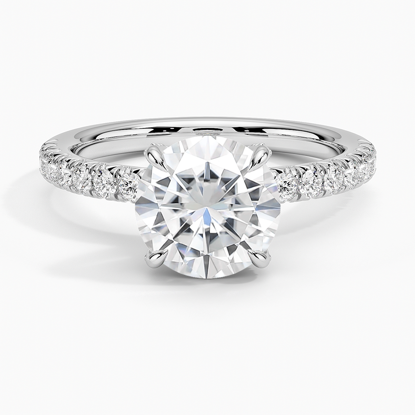 Moissanite Adorned Amelie Diamond Ring in 18K White Gold