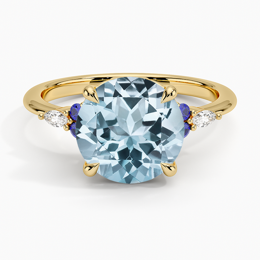 Aquamarine Nadia Sapphire and Diamond Ring in 18K Yellow Gold
