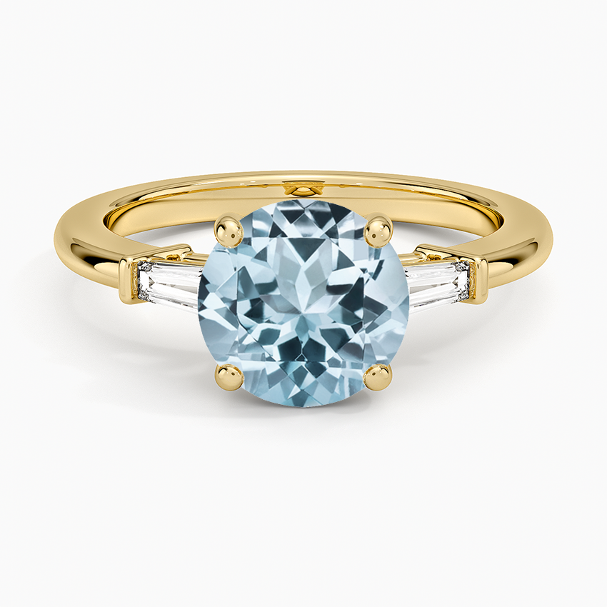 Aquamarine Symphony Tapered Baguette Three Stone Diamond Ring (1/5 ct. tw.) in 14K Yellow Gold