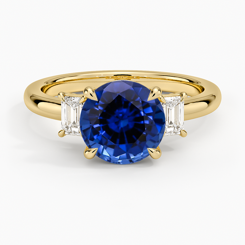 Lab Grown Sapphire Petite Rhiannon Three Stone Diamond Ring (1/4 ct. tw.) in 18K Yellow Gold