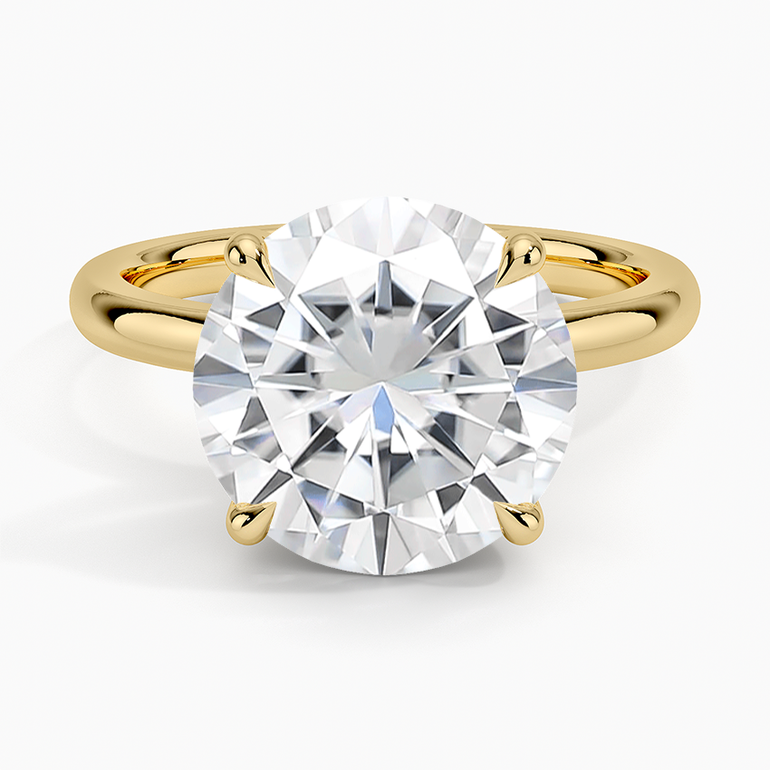Moissanite Fairmined 2mm Solitaire Ring in 18K Yellow Gold