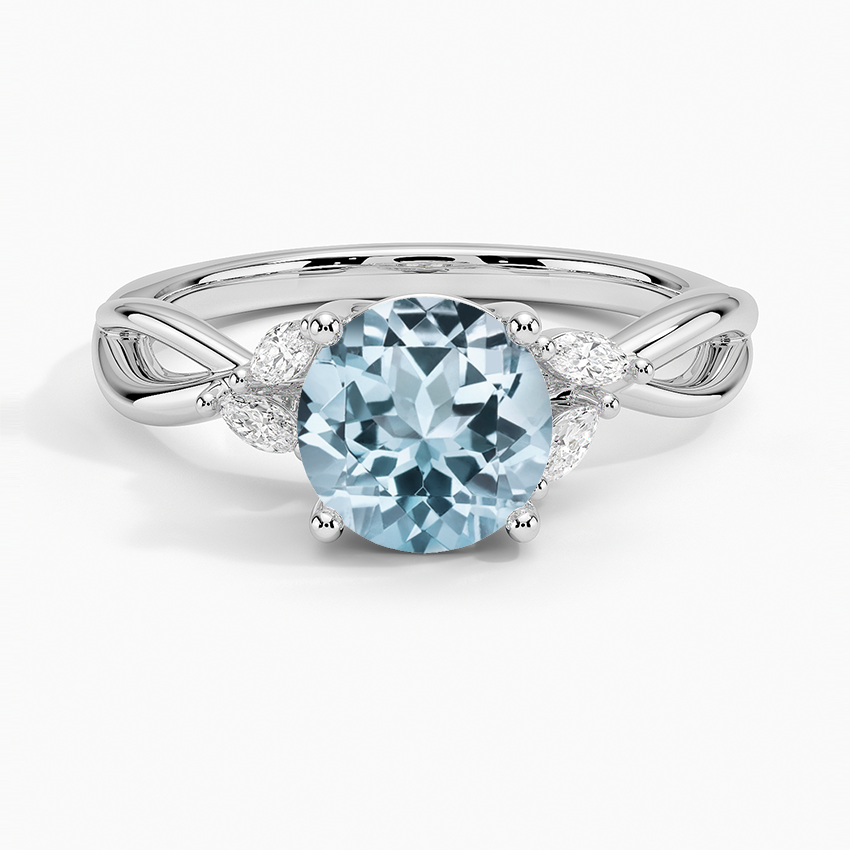 Aquamarine Willow Diamond Ring (1/8 ct. tw.) in Platinum