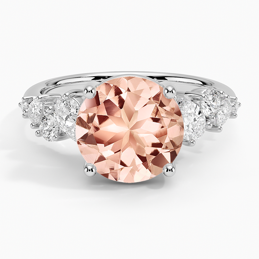 Morganite Olivetta Tapered Diamond Ring (1/2 ct. tw.) in 14K White Gold
