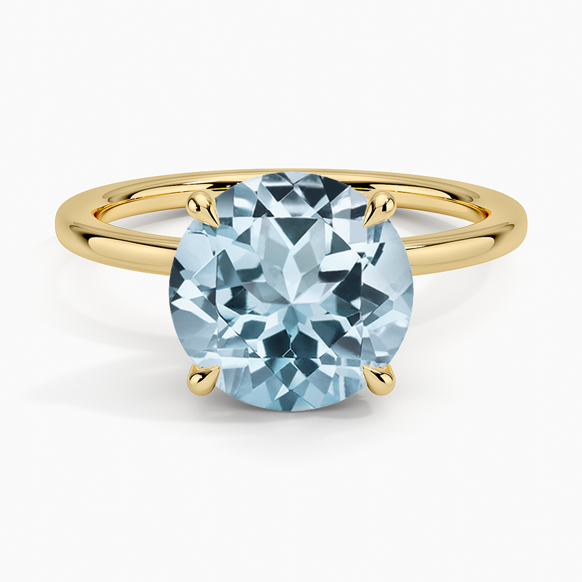 Aquamarine Lumiere Diamond Ring in 18K Yellow Gold