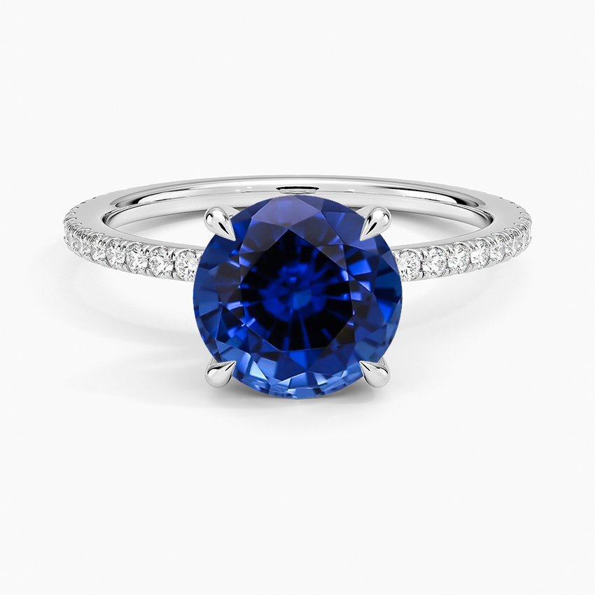 Lab Grown Sapphire Perfect Fit Hidden Halo Eternity Diamond Ring in 18K White Gold