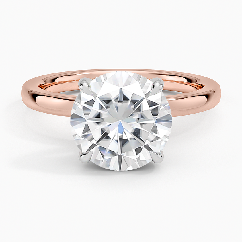 Moissanite Platinum Mixed Metal Audrey 2mm Diamond Ring in 14K Rose Gold