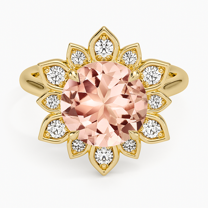 Morganite Fiore Halo Diamond Ring (1/4 ct. tw.) in 14K Yellow Gold