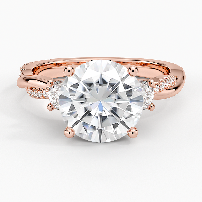 Moissanite Petite Twisted Vine Three Stone Diamond Ring (2/5 ct. tw.) in 14K Rose Gold