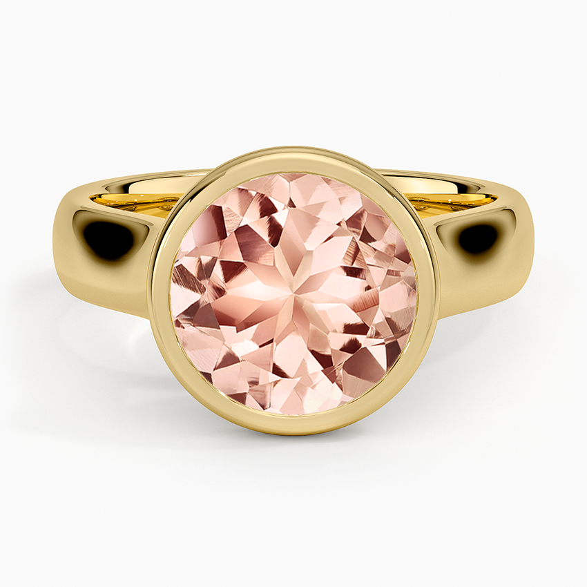 Morganite Luna 4mm Bezel Ring in 14K Yellow Gold