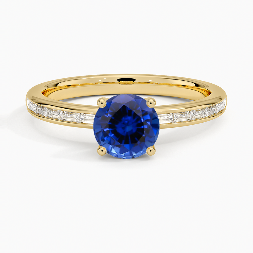 Sapphire Tabitha Channel Set Baguette Diamond Ring in 18K Yellow Gold