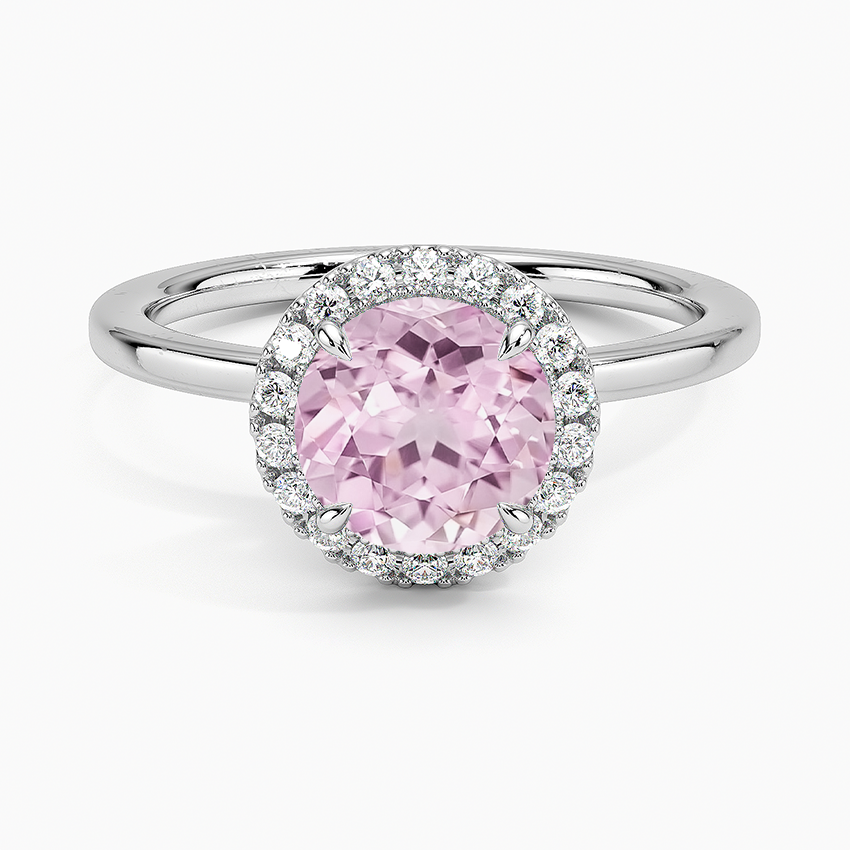 Lab Grown Sapphire Vienna Halo Diamond Ring in 18K White Gold