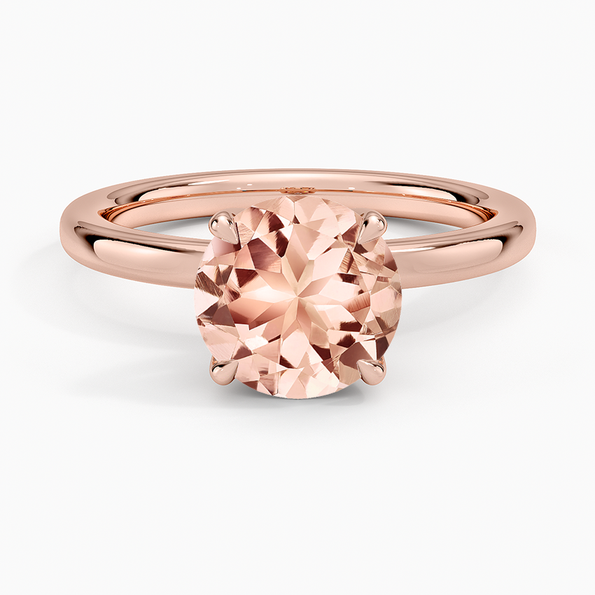 Morganite 2mm Petite Elodie Perfect Fit Solitaire Ring in 14K Rose Gold