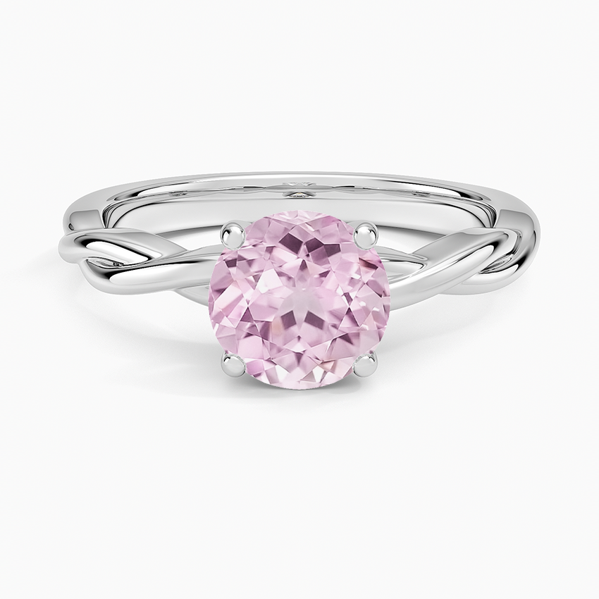 Lab Grown Sapphire Twisted Vine Solitaire Ring in 14K White Gold