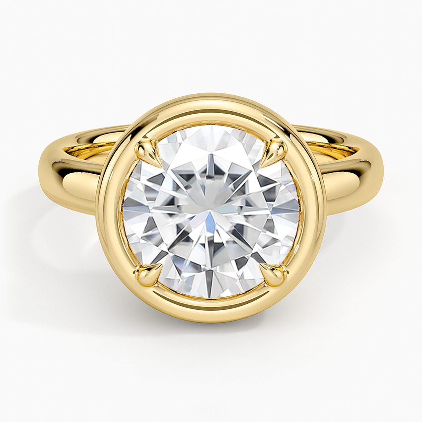 Moissanite Andrea Bezel Prong Ring in 14K Yellow Gold