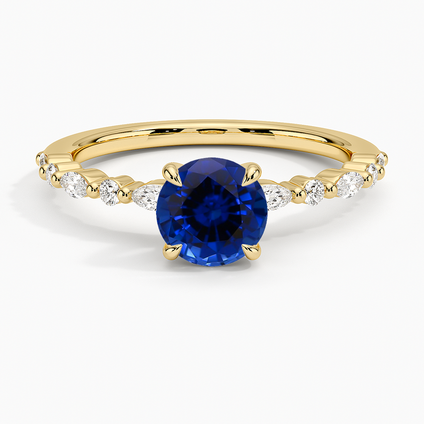 Sapphire Delicate Versailles Diamond Ring in 18K Yellow Gold